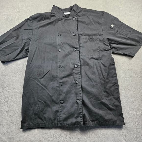 Chef Works Coat 12 Button Black Mens Large Short Sleeve - Picture 1 of 10